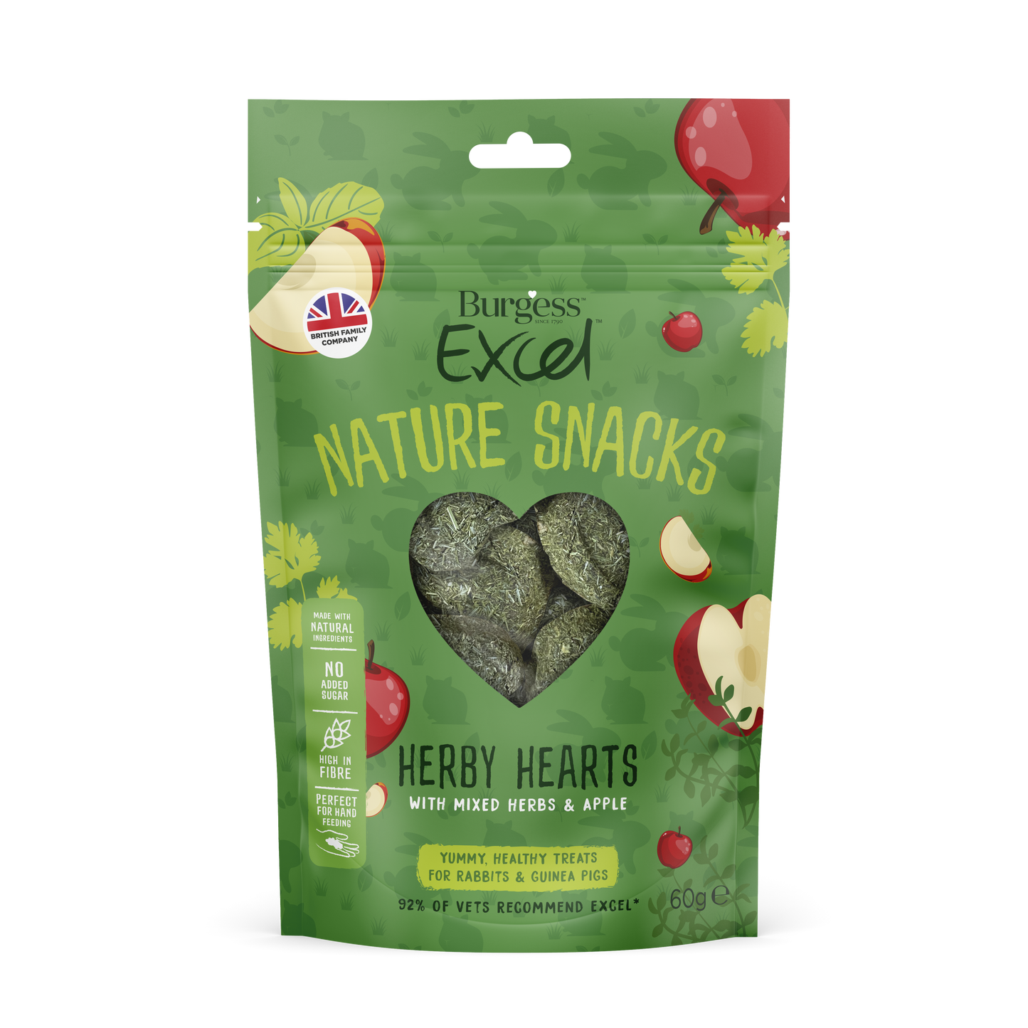 Burgess Excel Nat Snack H Hearts 12x60g