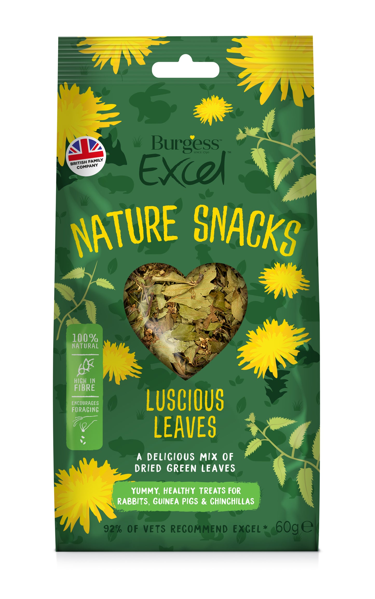 Burgess Excel Nat Snack L Leaves 6x60g