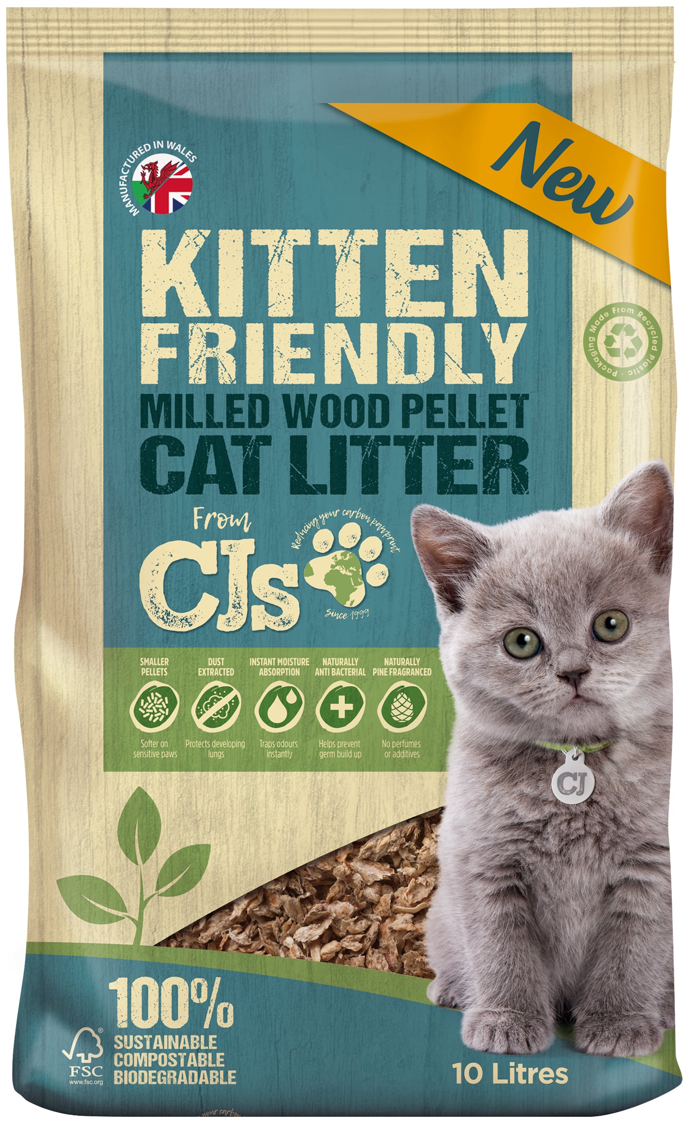 CJs Kitten Friendly Litter Pellets 10 L