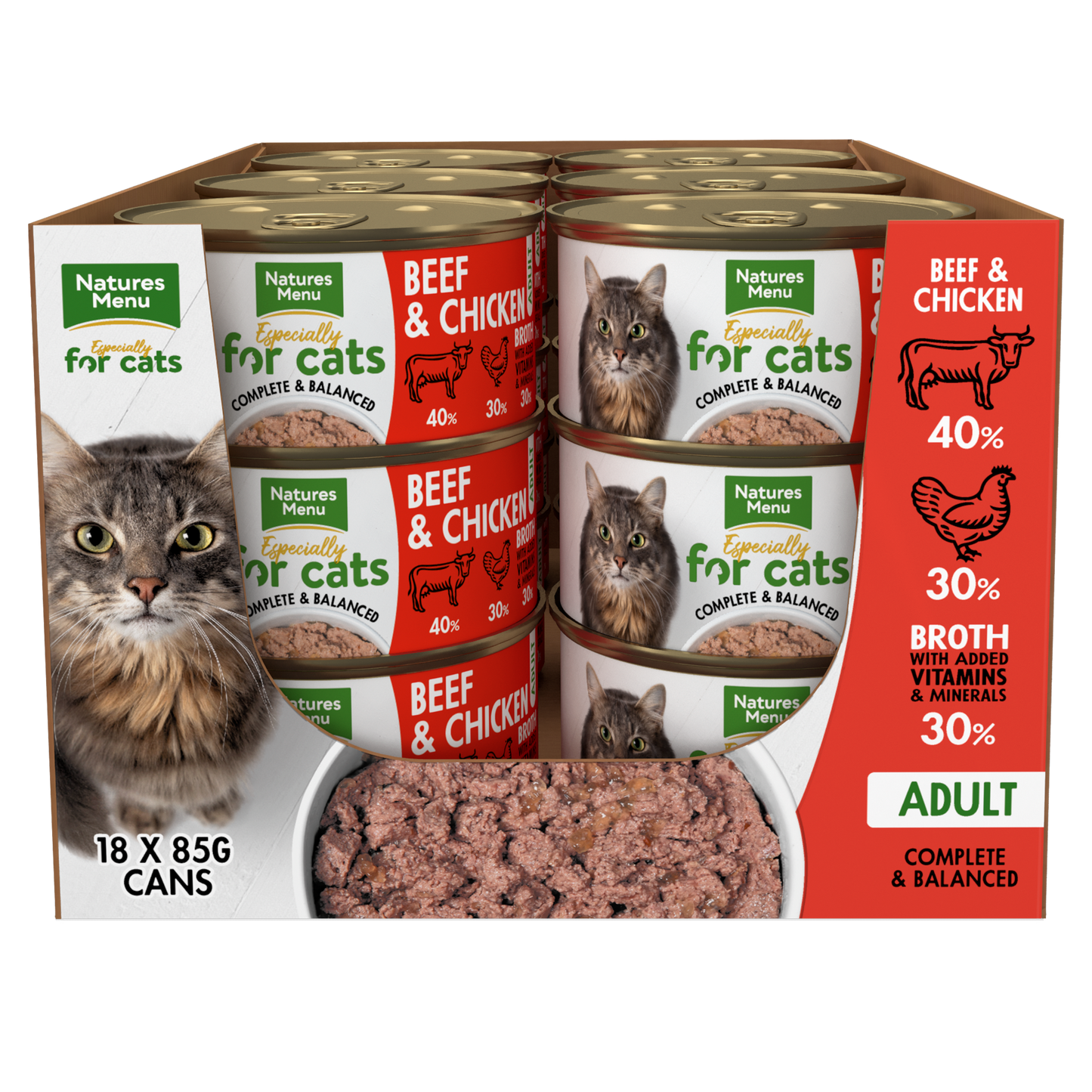 N/Menu Cat Beef & Chicken Tins 18x85g