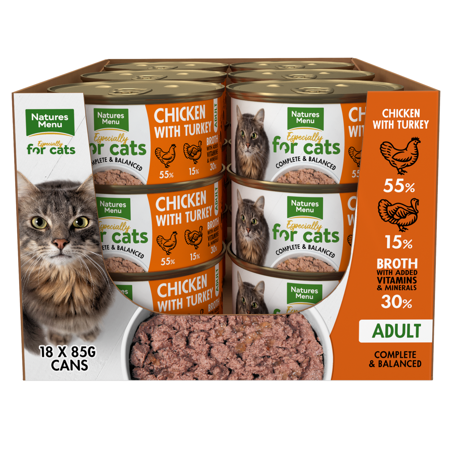 N/Menu Cat Chicken & Turkey Tins 18x85g