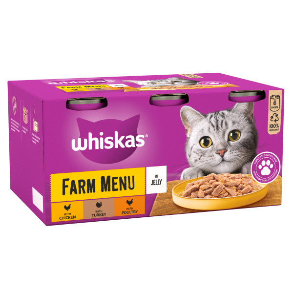 Whiskas Tins 1+ Farm Menu Jelly 4x6x400g