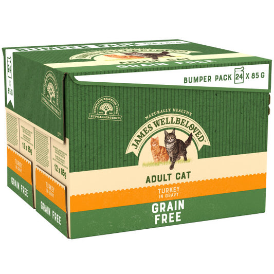 JW Cat Adult GF Turkey Grvy Pch 2x24x85g