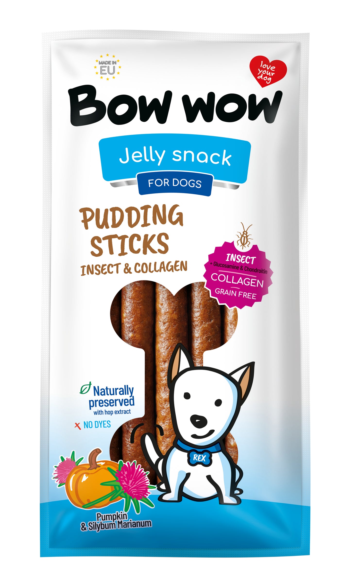 Bow Wow Pudding Sticks Bacon 6x170g