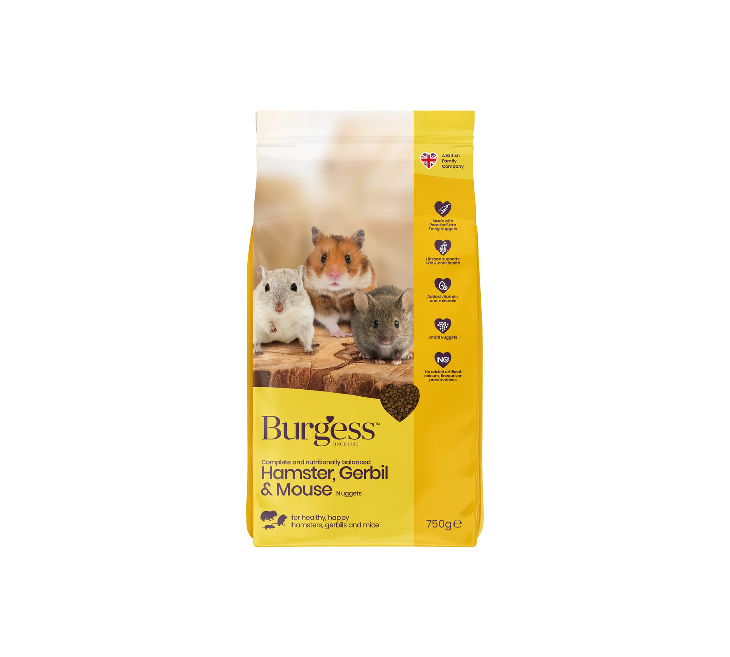 Burgess Hamster Gerbil & Mouse 3x750g