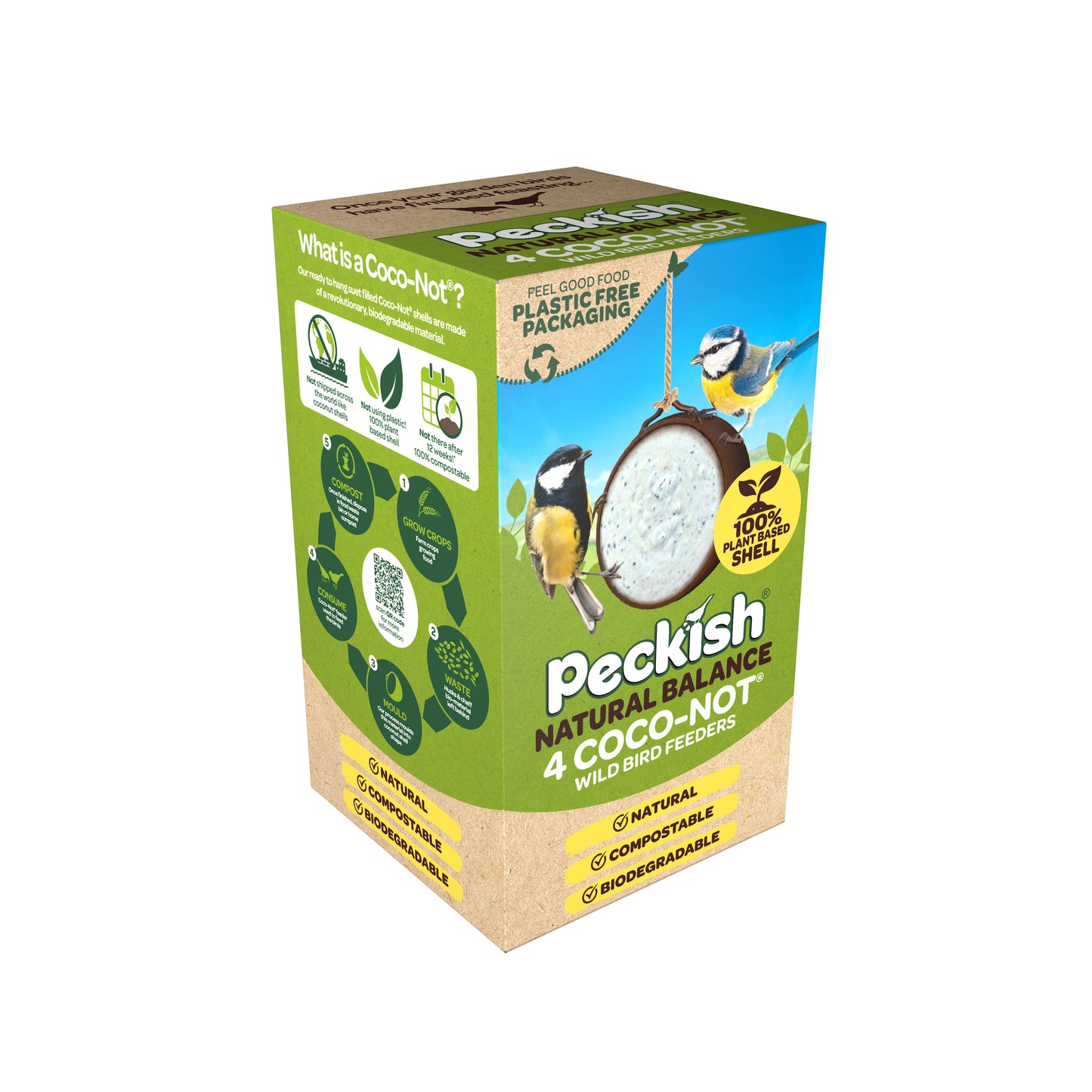 Peckish Nat Bal Coco-Not Feeder 4pk