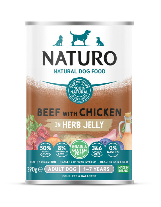 Naturo Adult GGF Beef Jel Tin 12x390g