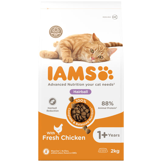 Iams Cat Adult Hairball Chk 2x2kg