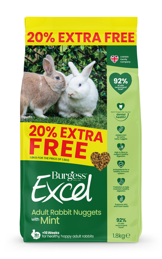 Burgess Excel Rabbit Nuggets+20% 4x1.8kg